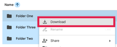 Google Drive - Download Menu Selected
