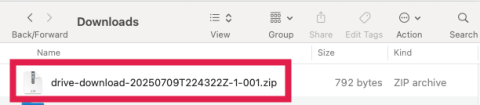 Downloads Folder - Zip file selected